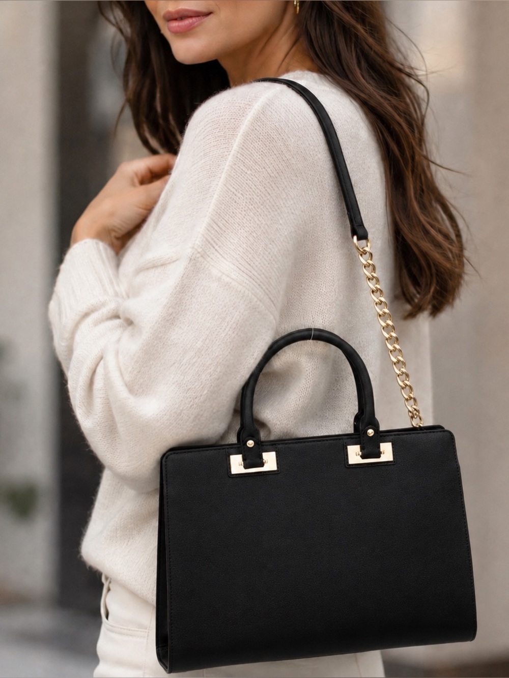 Michael Kors NEW Quinn Crossbody Satchel Black Saffiano Leather Bag Purse NWOT